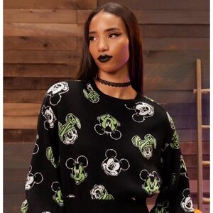 Her Universe Disney Halloween Mickey Mouse Glow-In-The-Dark Sweater | Sz S | NWT